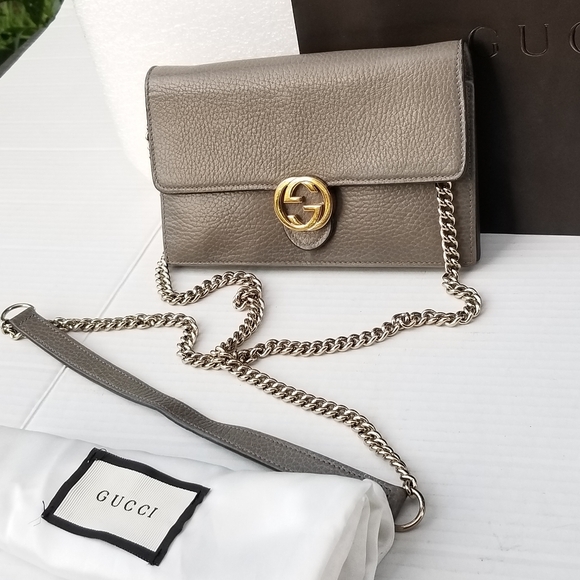 GUCCI WALLET ON CHAIN INTERLOCKING GG DOLLAR CALFSKIN Leather - Picture 10 of 16